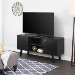 Mid-Century Modern TV Stand For TVs Up To 65" Black - Prepac -Lush Living Store GUEST bbc9e000 46f4 4850 95ee 6c91d18940f3