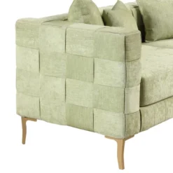 80.5" Modern Upholstered Sofa With Golden Metal Legs And 4 Pillows-ModernLuxe -Lush Living Store GUEST bc0cb391 e670 44de 8980 7ee487c07802