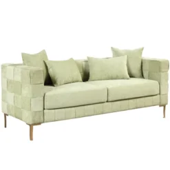 80.5" Modern Upholstered Sofa With Golden Metal Legs And 4 Pillows-ModernLuxe -Lush Living Store GUEST bc21e6a4 3320 4e34 aa41 a005b9070a15
