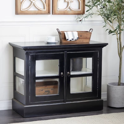 Traditional Wood Cabinet Black - Olivia & May 3 Traditional Wood Cabinet Black - Olivia & May