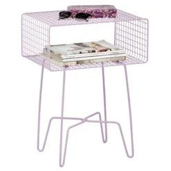 MDesign Modern Farmhouse Home Decor End Table, Wire Grid Storage Shelf -Lush Living Store GUEST bcd40402 1759 478c 813d 0df24d983a2d