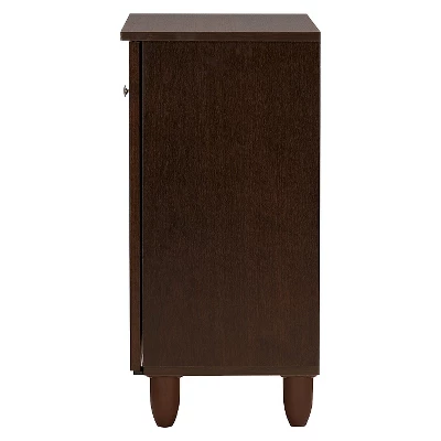 Winda Modern And Contemporary 2-Door Wooden Entryway Shoes Storage Cabinet - Dark Brown - Baxton Studio 5 Winda Modern And Contemporary 2-Door Wooden Entryway Shoes Storage Cabinet - Dark Brown - Baxton Studio - Image 3