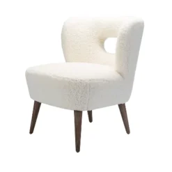 Inès Upholstery Fluffy Fabric Accent Barrel Chair | Karat Home - Ivory Solid
