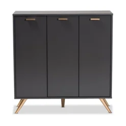Kelson Wood 3 Door Cabinet Dark Gray/Gold - Baxton Studio -Lush Living Store GUEST bd5bc329 3d85 4e19 be39 5bff9ec21ad4