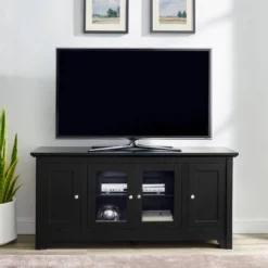 Closed Storage Wood TV Stand Console For TVs Up To 55" - Saracina Home -Lush Living Store GUEST bd94882b 87e0 41e0 a1b5 47af5f39b0f6