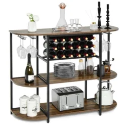Tangkula Wine Rack Table Coffee Bar Cabinet Freestanding Liquor Stand Glass Holder -Lush Living Store GUEST bdc35858 5fa1 495f 87ab 7c413039b7e0