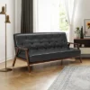 Costway 3-Seater Sofa PU Leather Sofa Couch W/ Rubber Wood Legs & Button Tufted Back -Lush Living Store GUEST bdcbb16e e841 492f be25 af410e5319fb