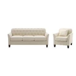 Tasia 2 Piece Mid-Century Modern Set For Living Room And Bedroom With Button-Tufted Back Cushions | ARTFUL LIVING DESIGN -Lush Living Store GUEST be0a40dd 36e1 413d b49b 2602d0336e40