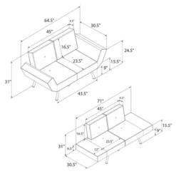 RealRooms Euro Upholstered Tufted Loveseat Futon With Storage Pockets -Lush Living Store GUEST be996b60 a7be 4c15 b0e0 c97236483dce