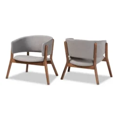 2pc Baron Fabric Upholstered And Wood Living Room Accent Chair Set - Baxton Studio -Lush Living Store GUEST bed1cfd4 06c1 43fd 8fac 519ea98d6227