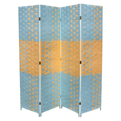 4 Panel Paper Straw Weave Screen On 2" Legs - Ore International 6 4 Panel Paper Straw Weave Screen On 2" Legs - Ore International - Image 4