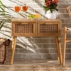 Falan Wood With Rattan 2 Drawer Console Table Oak Brown - Baxton Studio -Lush Living Store GUEST bf2f2e94 a671 43bc b6af eb0e203a5f28