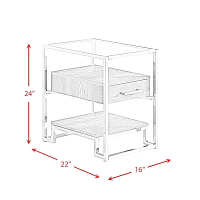 Hampton Rectangle Storage Side Chair Table Light Walnut/Chrome - Picket House Furnishings 10 Hampton Rectangle Storage Side Chair Table Light Walnut/Chrome - Picket House Furnishings - Image 8