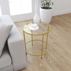 Merrick Lane End Table With Round Frame And Vertical Legs -Lush Living Store GUEST bf7a445c 2c88 4864 86e5 4ba94645b54f