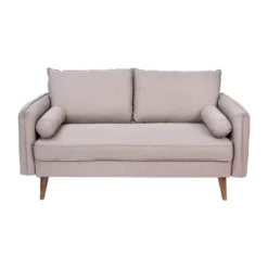 Emma And Oliver Upholstered Mid-Century Modern Pocket Spring Loveseat With Wooden Legs And Removable Back Cushions -Lush Living Store GUEST bfbe0778 c891 4597 889f 4a9c4da01019