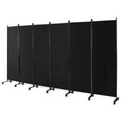 Costway 6-Panel Folding Room Divider 6FT Rolling Privacy Screen With Lockable Wheels Black/Brown/Grey/White -Lush Living Store GUEST bfc49b92 0339 4f45 8ebb ac555f9cd0bc