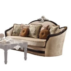 91" Ernestine Sofa Tan Fabric/Black - Acme Furniture -Lush Living Store GUEST c092492c 878b 4065 ada9 51a615f2133f