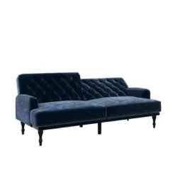 Lyla Upholstered Velvet Futon Blue - Room & Joy -Lush Living Store GUEST c0c3bf7d 9225 4067 97bf b2a233eb8bcd