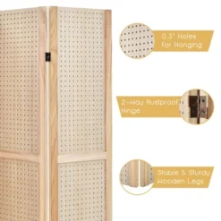 Costway 4-Panel Pegboard Display 5' Tall Folding Privacy Screen Craft Display -Lush Living Store GUEST c11144d4 1a3d 4a9b 9523 2f6fc2b96d8f