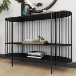 Contemporary Metal Console Table Black - Olivia & May -Lush Living Store GUEST c1331a60 96c6 4d77 ad4b d190658ee5f2
