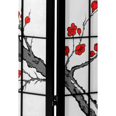 Oriental Furniture 6' Tall Blossom Shoji Screen 4 Oriental Furniture 6' Tall Blossom Shoji Screen - Image 2
