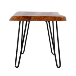 Alaterre Furniture 20" Hairpin Natural Brown Live Edge End Table Metal And Wood -Lush Living Store GUEST c13f828e 72e9 4034 a228 a365ec3be839