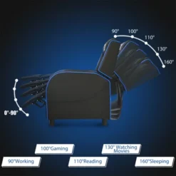 Tangkula PU Leather Gaming Recliner Chair Single Massage Lounge Sofa W/ Lumbar Cushion Blue -Lush Living Store GUEST c1523763 57c7 400a ad3b 1d035e22d9ff