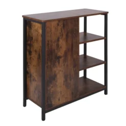 Wooden Storage Cabinet With Shutter Door And 3 Compartments Brown - Benzara -Lush Living Store GUEST c17b3be9 435e 46e2 9545 cafc7177904b