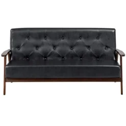 Costway 3-Seater Sofa PU Leather Sofa Couch W/ Rubber Wood Legs & Button Tufted Back -Lush Living Store GUEST c1a737a7 e402 4bcb 912b 4e1863bbda6e