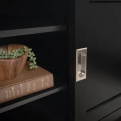 Sliding Door Transitional Wood Storage TV Stand For TVs Up To 80" Black - Saracina Home -Lush Living Store GUEST c1ca9e16 b7ff 49a2 a502 6baf478139ed