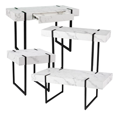 Wennan Modern Faux Marble Console Table Black/White - Aiden Lane 9 Wennan Modern Faux Marble Console Table Black/White - Aiden Lane - Image 7