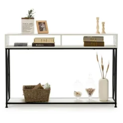 Costway Console Table With Open Shelf And Storage Compartments Steel Frame -Lush Living Store GUEST c1db32a2 5433 47fc b84f 6dfc2393b5dc