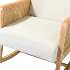 Adena Rocking Accent Chair With Rattan Arms | Karat Home-Beige -Lush Living Store GUEST c2227137 fb69 4bc7 b7e5 ff3b7c1a5a16