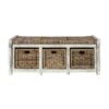 Happimess Rustic 43.3" 3 Drawer Wicker Storage Bench, Gray -Lush Living Store GUEST c23fcdbb 9829 4d0b b4f1 1d87e3d2fb2f