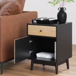 Bonnie Rattan And Wood Storage Side Table Matte Black/Light Mango Wood - Nathan James 7 Bonnie Rattan And Wood Storage Side Table Matte Black/Light Mango Wood - Nathan James -Lush Living Store GUEST c2c05996 02c7 4b2f 95b4 2eb7ec739f84