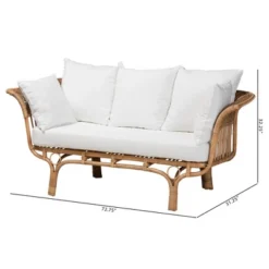 Edana Natural Rattan Sofa With Cushion White/Natural Brown - Bali & Pari -Lush Living Store GUEST c2eca1f2 d831 44de a4f8 a3a4a43853de