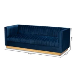Aveline Velvet Upholstered Finished Sofa Navy Blue/Gold - Baxton Studio -Lush Living Store GUEST c306b450 690f 4378 bb2c a3a7843677fe