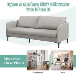 Costway Modern 76'' Loveseat Sofa Couch For Living Room Apartment Dorm With Metal Legs Gray 15 Costway Modern 76'' Loveseat Sofa Couch For Living Room Apartment Dorm With Metal Legs Gray -Lush Living Store GUEST c33536d9 2c09 4427 8e66 4defc26e664e