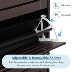 Freestanding Shoe Cabinet With Hooks, 3 Flip Drawers And Adjustable Panels - ModernLuxe -Lush Living Store GUEST c361112c 54c7 46fa 9535 72b2147918f4