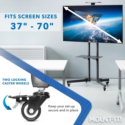 Mount-It! Height Adjustable Mobile TV Stand, Cart & Shelf, Wheeled Flat Screen With Rolling Casters & Five Media Component Shelves Fits 37 - 70 Inch 3 Mount-It! Height Adjustable Mobile TV Stand, Cart & Shelf, Wheeled Flat Screen With Rolling Casters & Five Media Component Shelves Fits 37 - 70 Inch