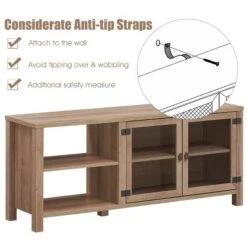 TV Stand Entertainment Center For TV's Up To 65''w/ 2 Metal Mesh Doors Natural -Lush Living Store GUEST c3e048b9 c24f 4bef 886c 1ad32be19001