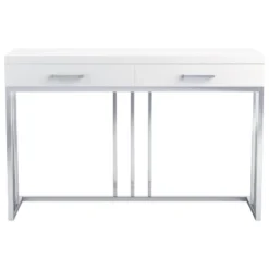 Dalya 2 Drawer Console Sofa Table White High Gloss/Chrome - Coaster -Lush Living Store GUEST c408a226 cfaa 4d0b a176 248fd20fb018