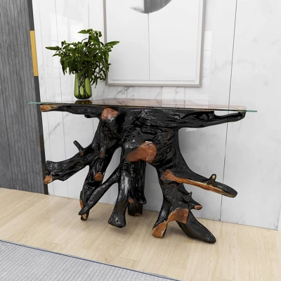 Contemporary Teak Wood Console Table Gold - Olivia & May 17 Contemporary Teak Wood Console Table Gold - Olivia & May - Image 15