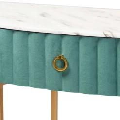 1 Drawer Beale Velvet Upholstered And Brushed Console Table Green/Gold - Baxton Studio -Lush Living Store GUEST c48a2fad ca55 4d81 945d b8e7beefa521