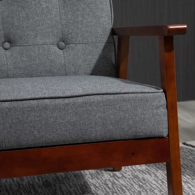 HOMCOM Modern Upholstered 2-Seat Loveseat Sofa With Linen-Touch Fabric And Rubberwood Legs, Gray 7 HOMCOM Modern Upholstered 2-Seat Loveseat Sofa With Linen-Touch Fabric And Rubberwood Legs, Gray - Image 5