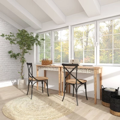 Large Farmhouse Wood Console Table Brown - Olivia & May 12 Large Farmhouse Wood Console Table Brown - Olivia & May - Image 10