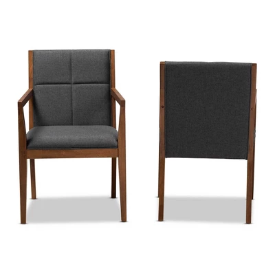 Set Of 2 Theresa Fabric Upholstered Wood Living Room Accent Chair - Baxton Studio 3 Set Of 2 Theresa Fabric Upholstered Wood Living Room Accent Chair - Baxton Studio