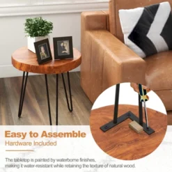 Costway Round End Table Accent Side Table Reclaimed Teak Wood Plant Stand Patio Rustic -Lush Living Store GUEST c5b8a2b6 489c 4513 99a9 e56b0a4be729