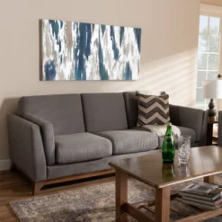 Baxton Studio Sava Fabric Upholstered Walnut Wood 3 Seater Sofa Gray - BaxtonStudio -Lush Living Store GUEST c5c4394d 7066 4267 94fc 50bc0bc0fa32