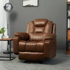 HOMCOM Overstuffed Manual Recliner Chair With Thick Sponge Padded Headrest And Armrest, And Rocking Function, Brown -Lush Living Store GUEST c5ccb2b2 b3ec 416c 805e e0e30a8b464b